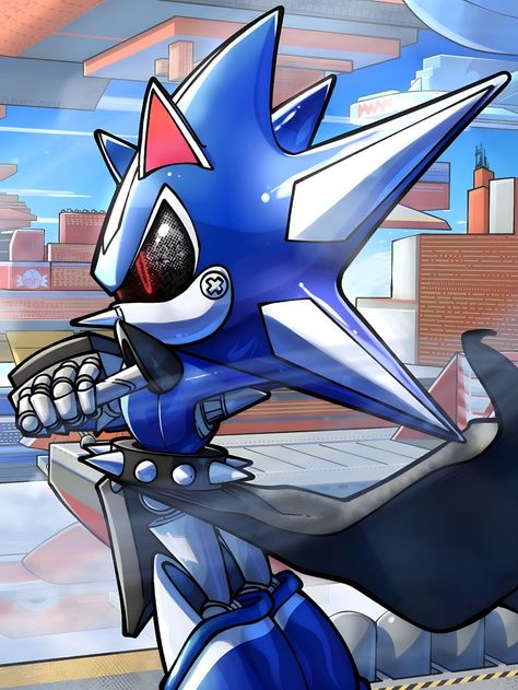 Neo Metal Sonic Icon, Neo Metal Sonic Fanart, Neo Metal Sonic Pfp, Organic Metal Sonic, Simp Characters, Metal Sonic Fanart, Neo Metal Sonic, Sonic Villains, Mecha Sonic