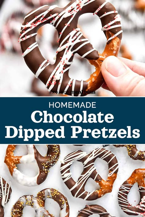 Homemade Chocolate Dipped Pretzels Dessert Bread Recipes, Whipped Yogurt, Chocolate Dipped Treats, Dipped Pretzels, Chocolate Dipped Pretzels, Pretzel Dip, Healthy Appetizer Recipes, Pretzels Recipe, Protein Bites