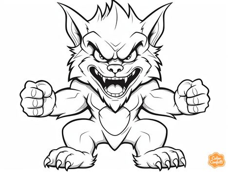 illustration of Werewolf drawing to color, easy for children Werewolf Drawing Easy, Drawing To Color, Werewolf Drawing, Chill Night, Fantasy Fairy, Free Kids, Mythical Creatures, Coloring Pages For Kids, Night In