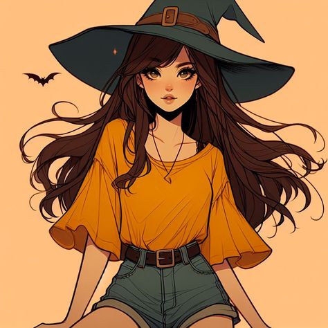 Cute Witch Hat Drawing, Marigona Suli, Witch Oc, Witch Clothes, Fantasy Ideas, Witch Stuff, Beautiful Witch, Witch Girl, Witch Craft