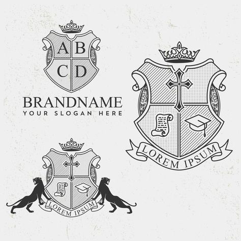 School Crest Ideas, Vintage Crest Logo, Coat Of Arms Design Ideas, Crest Design Ideas, Royal Crest Design, Crest Logo Design, Simbols Tattoo, Coat Of Arms Design, Historical Logo