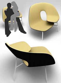 This is awesome! Couples Chair, Cuddle Chair, Snuggle Chairs, Black Chair, Yanko Design, Arm Rest, Universal Design, Cool Chairs, Take A Seat