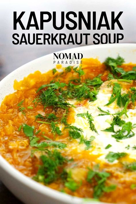 Ukranian Recipe, Russian Soups, Slovakian Recipes, Ukraine Recipes, Slavic Recipes, Slavic Food, Sour Cabbage, Sauerkraut Soup, Eastern European Recipes