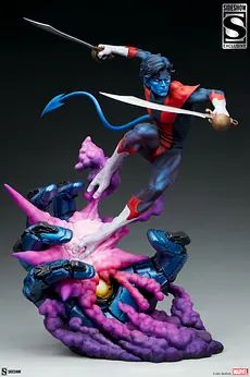 X-Men Nightcrawler Teleports in With New Sideshow Collectibles Statue Nightcrawler Teleporting, The Nightcrawler, Elf Is Back, Sideshow Collectibles Statues, Nightcrawler Marvel, Blue Elf, Marvel Figures, Marvel Statues, Marvel Figure