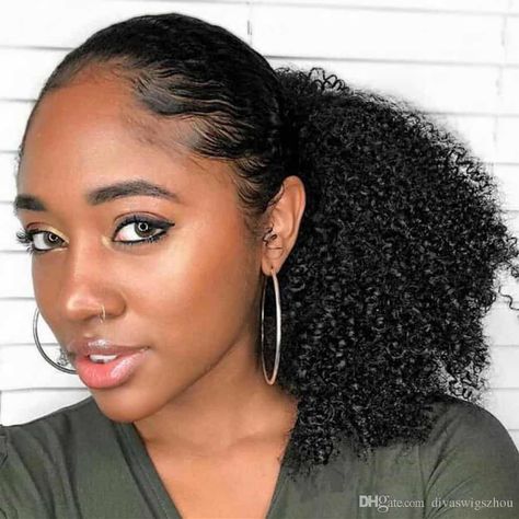 Gelled Hairstyles, African American Haircuts, Natural Hair Ponytail, Curly Drawstring Ponytail, Human Hair Ponytail Extensions, Curly Hair Ponytail, Tail Hairstyle, Jerry Rice, Weave Ponytail Hairstyles