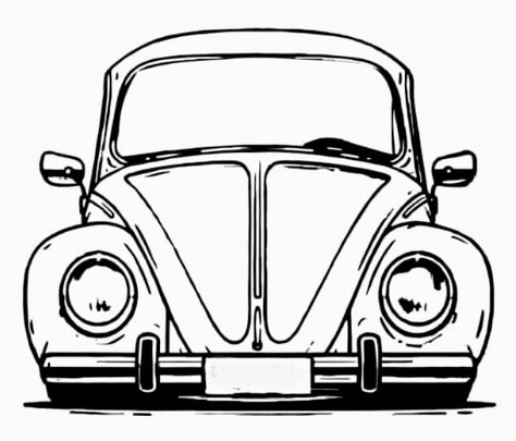 Funny Army Pictures, Vw Tattoo, Beetle Drawing, Cartoon Car Drawing, Beetle Tattoo, Castlevania Wallpaper, Painting Logo, Vw Art, Vw Beetle Classic