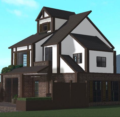 Small Bloxburg House Exterior, Bloxburg House Exterior, Bloxburg Designs, Small Bloxburg House, Houses Small, Cafe Pictures, Blocksburg Room Ideas￼, Bloxburg Builds, Small House Layout