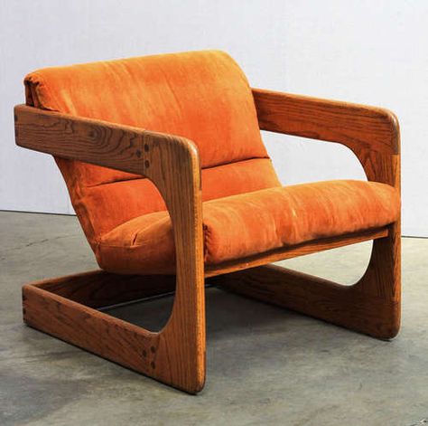 1970s Walnut Lounge Chairs in Burnt Orange Velvet | Design: Lou Hodges 70s Wood Furniture, Retro Furniture Aesthetic, 70s Lounge Chair, Orange Mid Century Chair, Burnt Orange Chair, Orange Velvet Chair, 70s Chair, Lou Hodges, Orange Interior Design