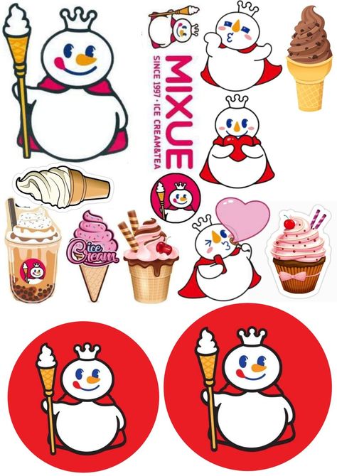 Mixte Logo Ice Cream, Ice Cream Mixue Logo, Mixue Ice Cream Logo, Mixte Ice Cream Mixue, Mixue Ice, Job Desk, Spiderman Topper, Topper Kue, Ice Logo