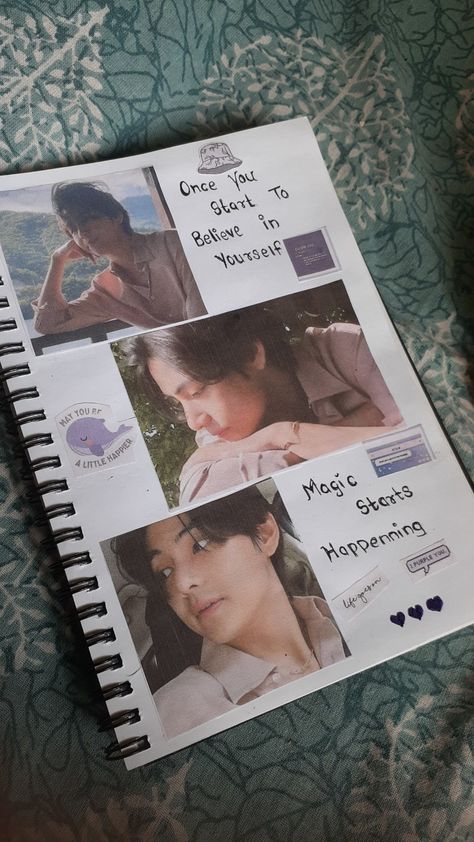 Taehyung Journal Ideas Aesthetic, Bts Book Ideas, Bts Journal Ideas Aesthetic, Bts Journal Ideas, Bts Diary, Cat Pattern Wallpaper, Magic Stars, Bts Journal, Journal Inspiration Writing