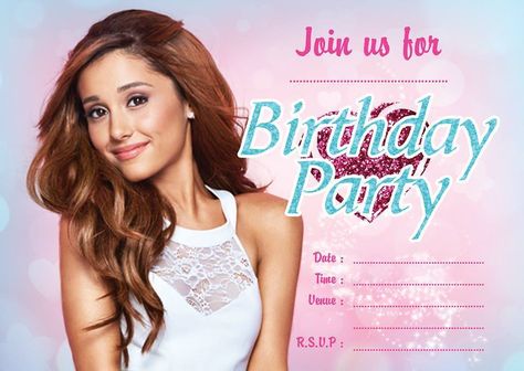 Olivia Rodrigo Birthday Invitation, Ariana Grande Birthday Theme, Baddie Birthday Invitations, Bratz Birthday Invitation Template, Sabrina Carpenter Birthday Invitation, Artist Party Ideas, Ariana Grande Birthday, Funny Birthday Invitations, Love Birthday Cards