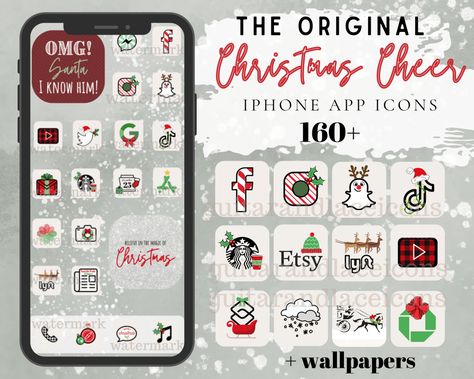 Winter App, Android App Icon, Boho Icons, Iphone App Icons, Santa I Know Him, Aesthetic App Icons, Christmas Apps, Christmas Iphone, Minimalist Iphone