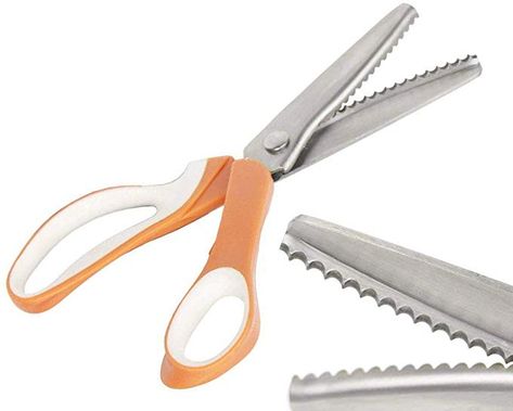 JISTL Pinking Shears for Fabric, Stainless Steel Handled Professional Dressmaking Sewing Scissors Zig Zag Fabric Craft Scissors 9.3 inch Scalloped (Orange) Craft Scissors, Tailor Scissors, Pinking Shears, Sewing Scissors, Fabric Craft, Steel Handle, Size Pattern, Sewing Techniques, Fashion Sewing