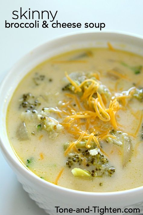 Slow Cooker Skinny Broccoli and Cheese Soup on Tone-and-Tighten.com Broccoli And Cheese Soup, Cheesy Broccoli Soup, Broccoli Cheese Soup Recipes, Cheese Soup Recipes, Broccoli Chicken, Broccoli Cheese Soup, Ground Mustard, Broccoli Cheese, Sharp Cheddar