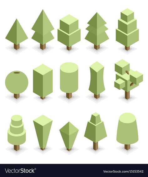 Low Poly Trees, Isometric Game Art, Isometric Tree, Dog Moodboard, Isometric Architecture, Dungeons And Dragons Diy, 3d Isometric, 3d Tree, 3d Printer Designs