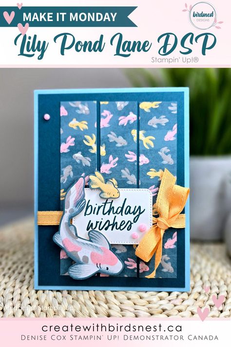 Lily Pond Lane DSP: Create on the Fly via @denise34 Stampin Up Lily Pond Lane, Lily Pond Lane Stampin Up Cards, Charming Duck Pond Stampin Up Cards, Animal Stamps, Fishing Cards, Duck Pond, Wink Of Stella, Lily Pond, Designer Series Paper