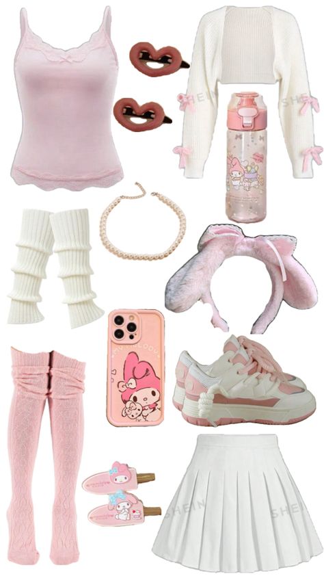 If you repost, pls give creds! <3 Sanrio Outfits My Melody, My Melody Aesthetic Outfit, My Melody Inspired Outfit, Melody Outfit, My Melody Outfit, Sanrio Outfits, Cute Pink Outfits, Pink Wallpaper Hello Kitty, Space Outfit