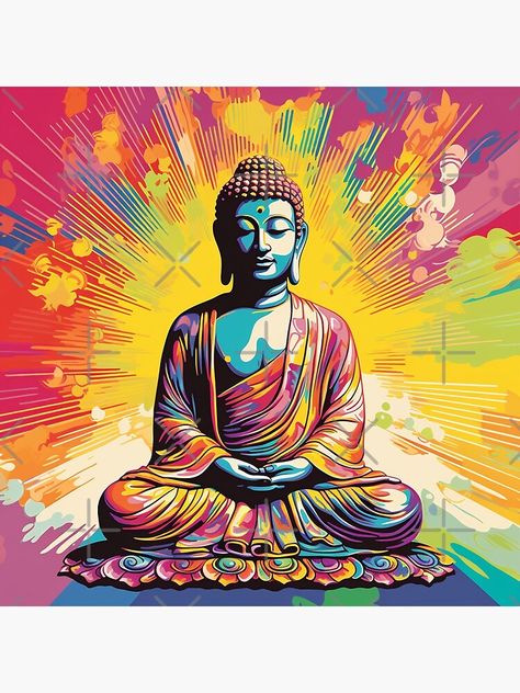 "Pop Art Enlightenment : Vibrant Buddha Poster" Poster for Sale by artfulbitsbyk Buddha Pop Art, Buddha Poster, Lord Buddha, Poster Poster, Spiritual Wisdom, Buddhism, Sale Poster, Poster Design, Pop Art