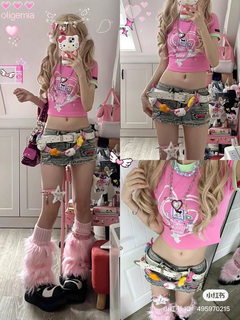 Cute Outfits Colourful, Aesthetic Gyaru Outfits, Soft Harajuku Style, Gyaru Fashion Amekaji, Garyu Aesthetic Outfits, Gyaru Outfit Ideas Summer, Y2k Fashion Cute, Gyaru Fashion Aesthetic, Y2k Core Outfits