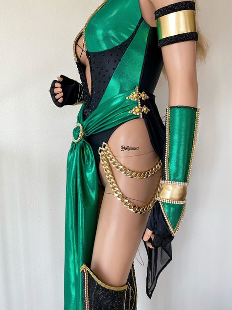 Mortal Kombat Costumes Women, Jade Mortal Kombat Costume, Mortal Kombat Costumes Woman, Jade Costume, Mortal Kombat Jade, Kitana Costume, Mortal Kombat Halloween Costume, Mortal Kombat Costume, Bestie Costumes