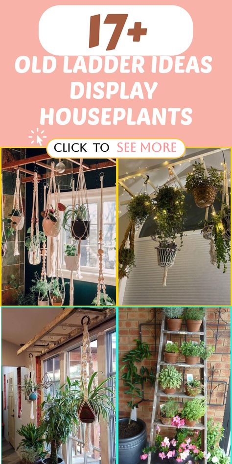 Discover innovative ways to incorporate greenery into your living space by repurposing an old ladder. Transform it into a stunning showcase for your houseplants - whether by suspending planters on each step or propping the ladder against a wall for a striking vertical garden. Your options are limitless, offering a fresh and eco-friendly twist to enhance your home decor. Embrace the uniqueness of these ideas and infuse your space with natural charm and creativity. Hanging Ladder Decor, Ladder Plant Hanger, Old Ladder Ideas, Ladder Planter, Ladder Ideas, Plant Ladder, Hanging Ladder, Fall Landscaping, Mailbox Landscaping