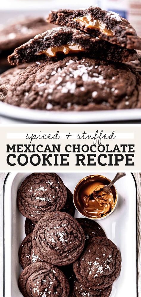 Spicy Mexican Hot Chocolate Cookies, Pinterest Baking, Mexican Chocolate Cookies, Mexican Hot Chocolate Cookies, Butternut Bakery, Mexican Cookies, Spicy Chocolate, Baking Stuff, Hot Chocolate Cookies