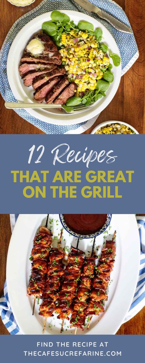 We have rounded up 12 recipes that are great on the grill! It's getting warmer so that means grilling season is officially here! We have tested many recipes over the years and have found some good discoveries for juicy and flavorful meat on the grill! Thesse are great for weeknight meals or a family bbq! For more details, read the full post. Meat Grilling Recipes, Meat On Grill Ideas, Grilled Dinners For Two, Great Grilling Recipes, Bbq Meats Grill, Weeknight Grilling Dinners, Grill Recipes Meat, Sunday Grill Dinner Ideas, Grilling Ideas Meat