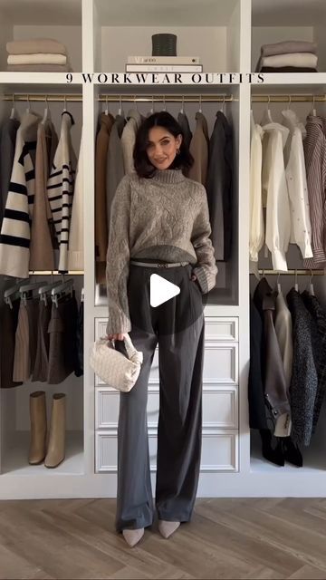 LILYSILK on Instagram: "9 minimal office outfits for Autumn/Winter 🍂 Styled by @sophiemoulds 🔎Cable-Knit Cashmere Turtleneck Sweater:8122 🔎Striped Round Collar Cashmere Sweater:8103 🔎Striped Ultra-fine Merino Wool Sweater:8357 🔎Wide Leg Wool-flannel Suit Trousers:9942 🔎Cashmere Cowl Neck Sweater:8322 #lilysilk #Livespectacularly #LILYSILKFW23 #JoyfulSoiree" Outfits For Autumn, Minimal Office, Flannel Suit, Wool Flannel, Suit Trousers, Cashmere Turtleneck, Merino Wool Sweater, Cowl Neck Sweater, Trouser Suits