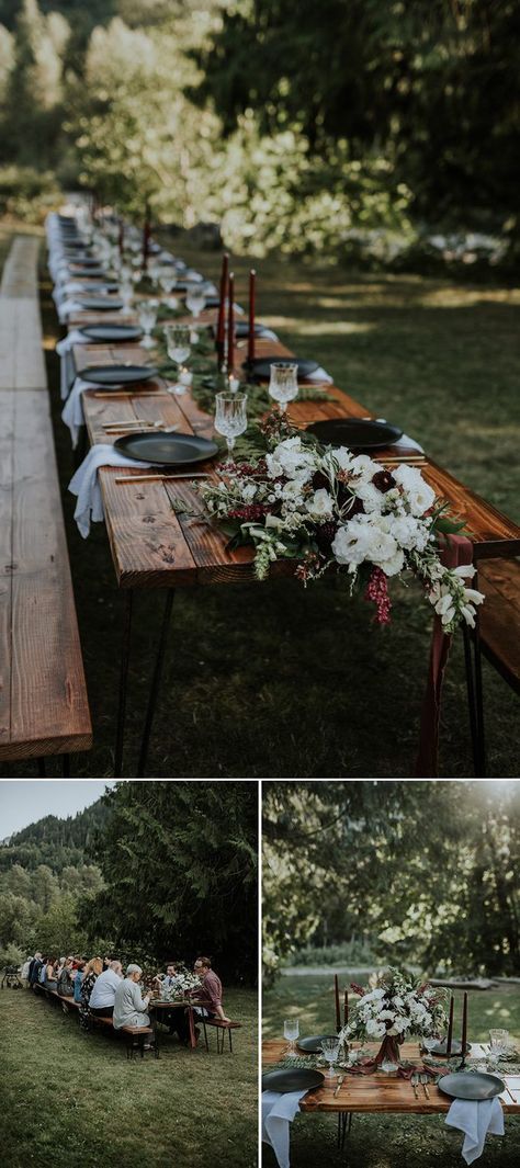 Cozy Wedding Reception, Long Wooden Tables, Long Wood Table, Family Style Weddings, Long Table Wedding, Cozy Wedding, Maggie Grace, Beautiful Wedding Reception, Rustic Wedding Decorations