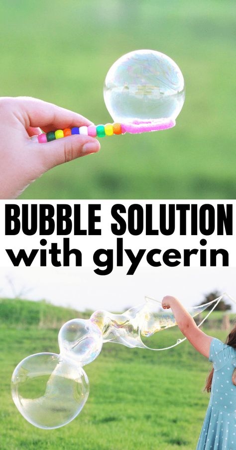 Bubble Solution Recipe, Giant Bubble Recipe, Homemade Bubble Solution, Bubble Mixture, Bubble Diy, Giant Bubble Wands, Bubble Recipe, Bubble Mix, Super Bubbles