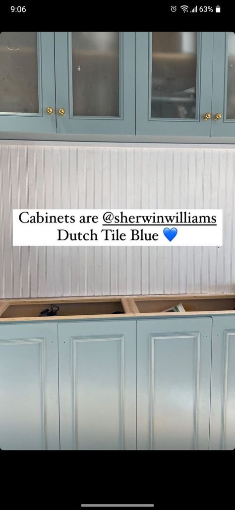 Sw Dutch Tile Blue, Dusty Blue Kitchen Cabinets, Dutch Tile Blue, Dutch Tiles, Blue Kitchen Cabinets, Refinish Kitchen Cabinets, Blue Cabinets, Laundry Mud Room, Blue Kitchen