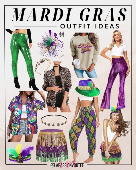 Elevate your Mardi Gras style game with these stunning outfit suggestions designed exclusively for women. From striking hues to whimsical accessories, these ensembles capture the essence of the carnival season. Step into the festivities with confidence and flair, ready to revel in the joyous atmosphere of Mardi Gras.  women outfits | casual black women outfits | party outfit ideas | baddie outfits | tulane Masquerade Party Outfit Women Casual, Mardi Gras Spirit Week Outfit, Mardi Gras Plus Size Outfit, Mardi Gras Outfit Ideas For Women, Madi Gras Outfits, Casual Black Women Outfits, Mardi Gras Party Outfit College, Carnival Outfit Ideas Casual, Masquerade Party Outfit Women