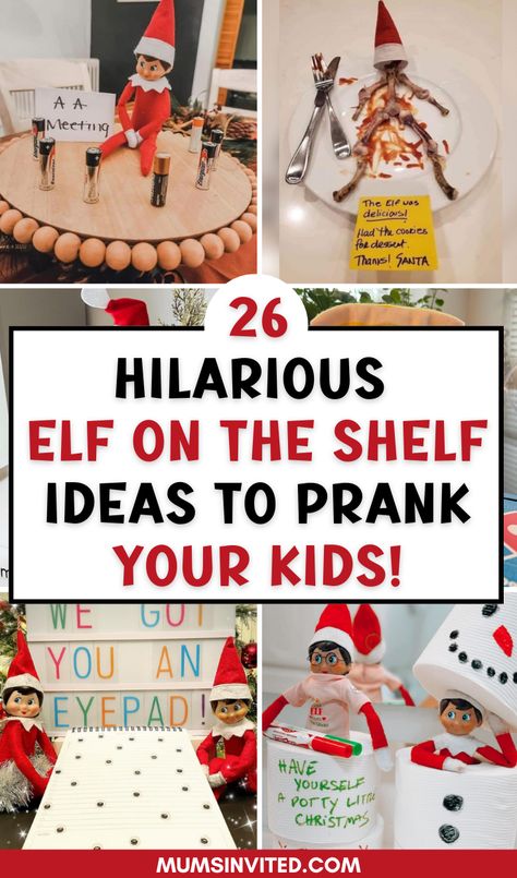 Looking for funny Elf on the Shelf ideas that are quick & easy for kids of all ages? Perfect for toddlers, older kids, adults or teens in the classroom! Set up two mischievous elves ziplining across the bathroom or creating a candy cane mess with reindeer. Add a Grinch-inspired twist with pranks like snowman poop or elves reading jokes. These simple but hilarious elf ideas are perfect for 2024 & great for school or work! elf on the shelf ideas funny hilarious. funny elf on the shelf prank ideas. Elf On Shelf Ideas For Big Kids, Elf On The Shelf Ideas One Elf, The Best Elf On The Shelf Ideas Ever, Elf On The Shelf Ideas Pictures, Elf For Older Kids Shelf Ideas, Elf Of Shelf Ideas Funny, Funny Boy Elf On The Shelf Ideas, Elf On The Shelf Ideas For Older Boys, Elf Pranks On Kids