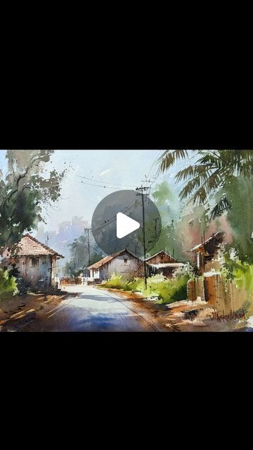 Vilas Kulkarni Watercolor, Amjad Ali Khan, Watercolor Composition, Watercolor Indian, Indian Village, Ali Khan, July 31, Drawing Lessons, Light And Shadow