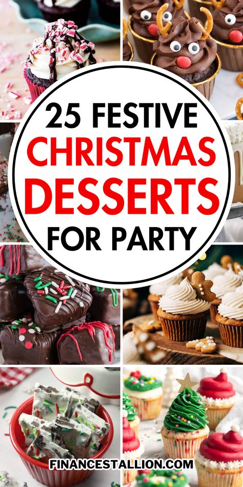 Indulge in these easy Christmas desserts for a crowd. Explore our festive Christmas treats and holiday baking ideas for the most delightful Christmas dessert recipes. From classic Christmas cookies to homemade Christmas cakes and cupcakes, satisfy your sweet cravings with our Christmas sweets. Try our gingerbread cookies Christmas truffles and Christmas bars. Create a winter wonderland on your dessert table with candy cane desserts and peppermint treats. so must try these holiday desserts. Christmas Party Food Ideas Appetizers Desserts, Party Desserts Christmas, Christmas Desserts For Work Party, Christmas Dessert To Share, Holiday Dessert For A Crowd, Small Holiday Desserts, Holiday Party Sweet Treats, Christmas Desserts For A Crowd Easy, Work Christmas Party Desserts