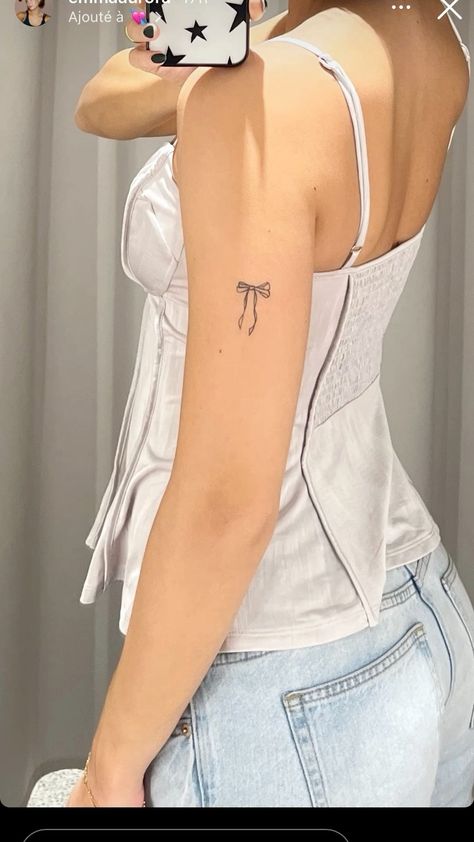 Lover Back Tattoo, Small Sea Tattoos For Women, Trio Tattoo Ideas Minimalist, Lover Girl Tattoo, Cute Mermaid Tattoo, Aesthetic Tattoos Women, Ocean Lover Tattoo, Small Back Of Arm Tattoo, Small Arm Tattoos For Women