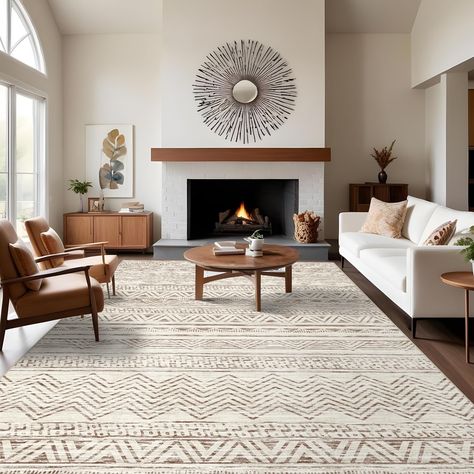 Classic Timeless Home Decor, Light Wood Floors Living Room, Living Room Rug Size Guide, Modern Southwest Living Room, Round Living Room Rug, Bohemian Modern Living Room, Simple House Decor, Minimal Boho Living Room, Modern Farmhouse Rug