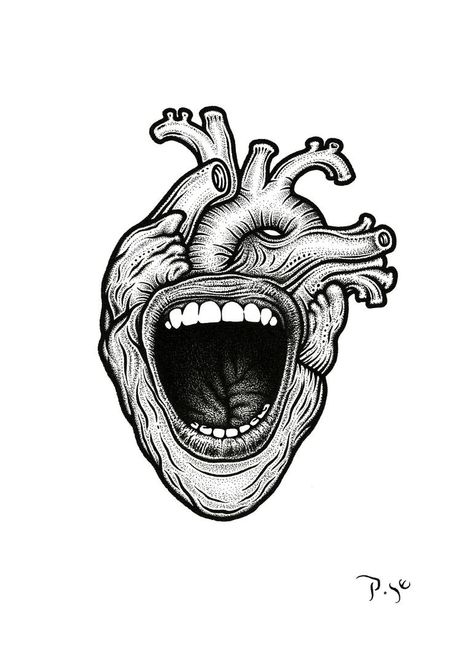 Screaming Drawing, Culture Drawing, Surrealism Drawing, Contemporary Pop Art, Conceptual Drawing, Mouth Drawing, Graphic Design Images, Human Canvas, Heart Drawing