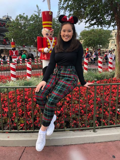 Disney World Trip 2019 Magic Kingdom Christmas outfit Cute Christmas Disneyland Outfits, Christmas Theme Park Outfit, Christmas In Disneyland Outfit, Disney In Christmas Outfit, Xmas Disney Outfits, Plus Size Disney Outfits Christmas, Disney Xmas Outfit, Christmas Outfit Disney, Christmas At Disneyland Outfit