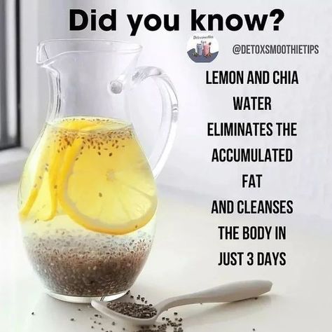 Chia Seed Diet, Chia Water, First Thing In The Morning, Healthy Advice, Healthy Drinks Recipes, Water Recipes, Detox Recipes, Fat Burning Drinks, Fish And Chips