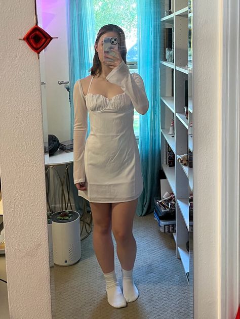 white homecoming dress Princess Polly Dress, Hoco Dress, Polly Dress, Hoco Dresses, Princess Polly, Sheer Sleeves, Mini Dress With Sleeves, Mini Dress