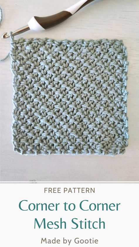 I love the crochet Mesh stitch, it’s fun to make and creates a beautiful texture. The mini Bean stitch is kind of a small puff stitch. When working the crochet Mesh Bean stitch in a corner to corner method, it creates a look of a crochet woven stitch. #crochetc2c #c2cdifferentstitches #differentcornertocornerstitches #crochteminibean #mesgtitch #crochetwashcloth #c2cmeshstitch #c2ccrochetmest #cornertocornerblanket #c2cblanket #esycrochetstitch #crochetstitchtutorial #cornertocornercrochet C2c Crochet Stitch Variations, Corner To Corner Washcloth Crochet, Corner To Corner Waffle Stitch Blanket, C2c Stitches, Corner To Corner Moss Stitch Crochet, Corner To Corner Shell Stitch, Mini Bean Stitch, Crochet Mesh Stitch, Crochet Corner To Corner