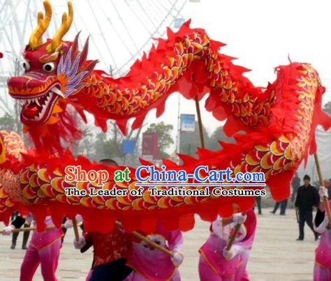 Chinese Traditional Red Dragon Dance Costumes Professional Lantern Festival Celebration Dragon Parade Complete Set Chinese Dragon Parade Diy, Chinese Dragon Costume, Chinese Dragon Puppet, Holiday Party Pictures, Dragon Dance Costume, Chinese Parade, Chinese New Year Parade, Puppet Costume, Japanese Party