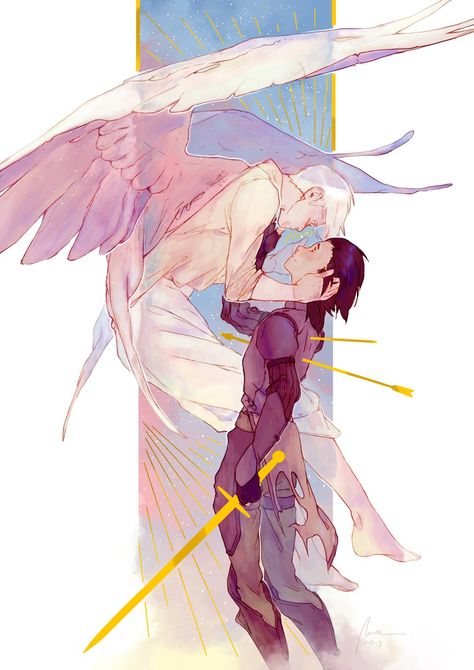 Vi 💀 on Twitter: "#sheith gold foil print ✨… " Winged Character Art, People With Wings Drawings, People With Wings Art, Character With Wings Art, Male With Wings Art, Wings Drawing, Gold Foil Print, Art Poses, Angel Art