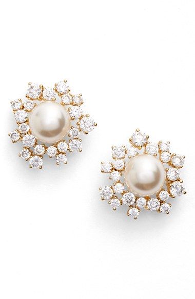 Pearl Diamond Earrings Stud, Elegant Wedding Jewelry, Big Stud Earrings, Unique Wedding Jewelry, Accessorize Jewellery, Beautiful Bridal Jewelry, Expensive Jewelry Luxury, Gold Pearl Earrings, Stylish Earring