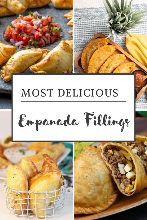 Unique Empanada Fillings, Goat Cheese Empanadas, Different Empanada Fillings, Types Of Empanadas, Pork Empanadas Filling, Empanada Dinner Sides, Best Empanada Filling, Creative Empanadas, Empanada Filling Ideas