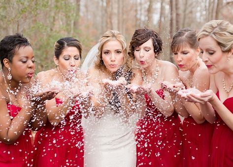 Christmas Bridesmaid Dresses, Snow Wedding Dress, Winter Wonderland Wedding Decorations, Evergreen Decor, Snow Confetti, Wonderland Wedding Decorations, Christmas Themed Wedding, Wedding Dress Winter, Coastal Virginia