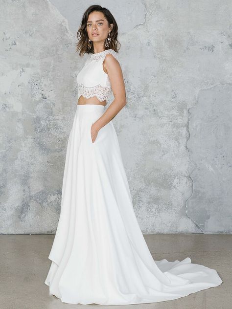 Two Part Wedding Dress, Wedding Two Piece Dress, Slip Bridesmaids Dresses, Wedding Dress Two Piece, Boat Neck Wedding Dress, Wedding Dress Separates, 2 Piece Wedding Dress, Crop Top Wedding Dress, Bridal Bustier