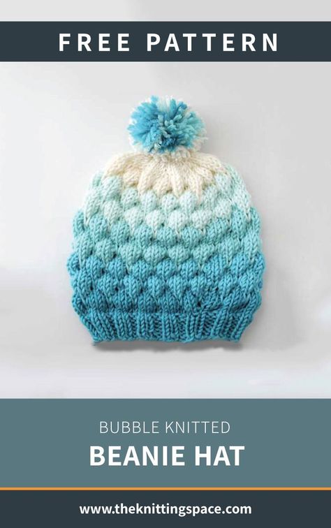 Bubble Knitted Beanie Hat [FREE Knitting Pattern] Hat Free Knitting Pattern, Beanie Pattern Free, Fall Knitting Patterns, Beanie Knitting Patterns Free, Knit Beanie Pattern, Beanie Knitting, Double Pointed Knitting Needles, Beanie Hat Pattern, Knitted Beanie Hat