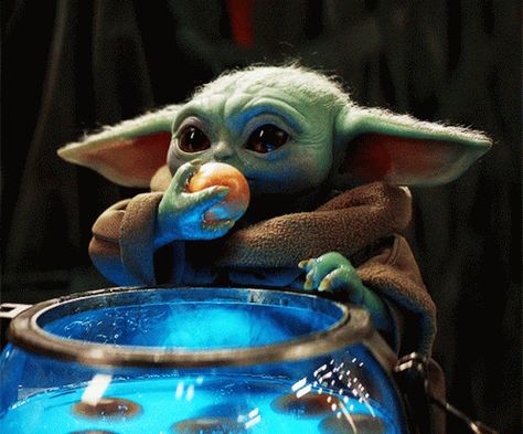 Baby Yoda Eating Frog Eggs GIF - Baby Yoda - Discover & Share GIFs Gif, Blue